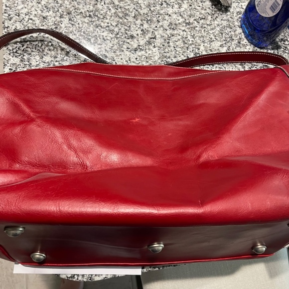 J. Jill Red Leather Weekender Travel Bag - Used - Picture 7 of 8